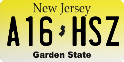 NJ license plate A16HSZ