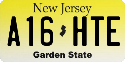 NJ license plate A16HTE