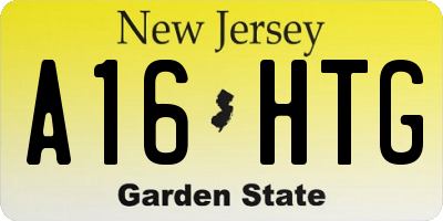 NJ license plate A16HTG