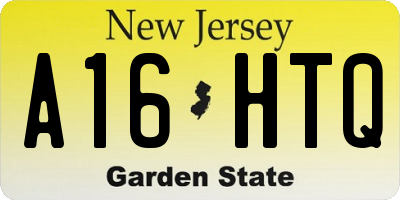 NJ license plate A16HTQ