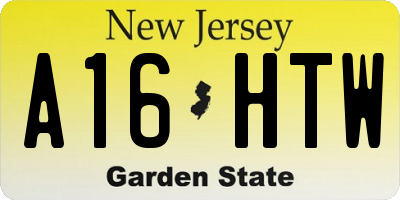NJ license plate A16HTW