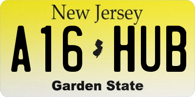 NJ license plate A16HUB