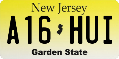 NJ license plate A16HUI