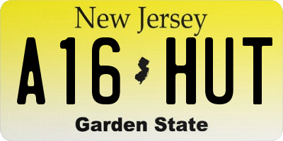 NJ license plate A16HUT