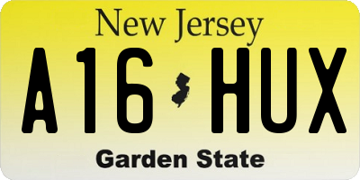 NJ license plate A16HUX