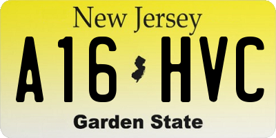 NJ license plate A16HVC