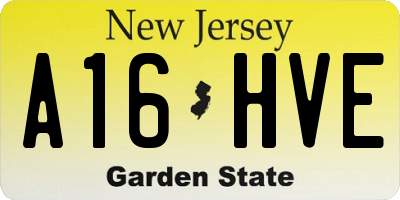 NJ license plate A16HVE