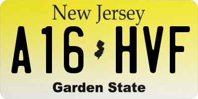 NJ license plate A16HVF