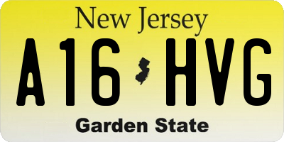NJ license plate A16HVG