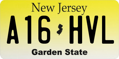 NJ license plate A16HVL