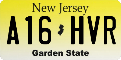 NJ license plate A16HVR