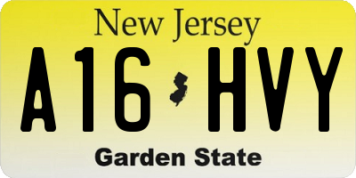 NJ license plate A16HVY
