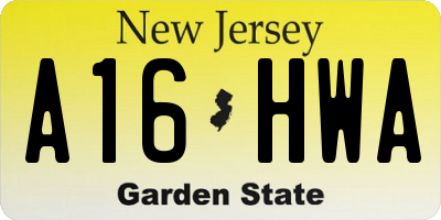 NJ license plate A16HWA