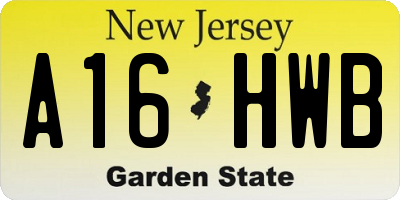 NJ license plate A16HWB
