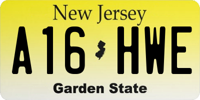 NJ license plate A16HWE
