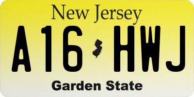 NJ license plate A16HWJ