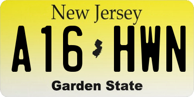 NJ license plate A16HWN