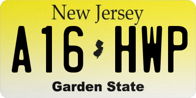 NJ license plate A16HWP