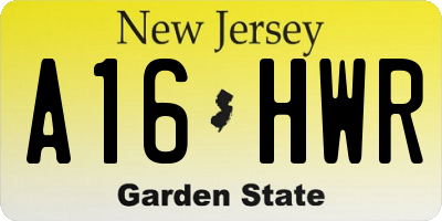 NJ license plate A16HWR
