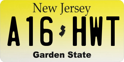 NJ license plate A16HWT