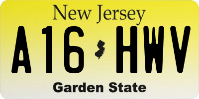 NJ license plate A16HWV