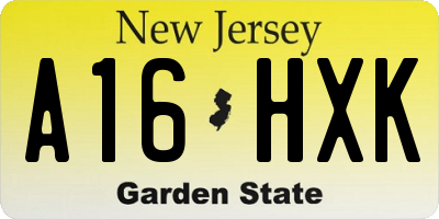 NJ license plate A16HXK