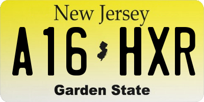 NJ license plate A16HXR