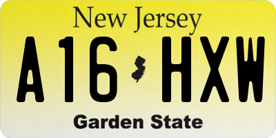 NJ license plate A16HXW