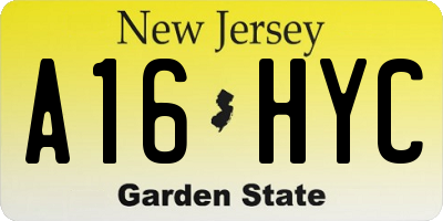 NJ license plate A16HYC