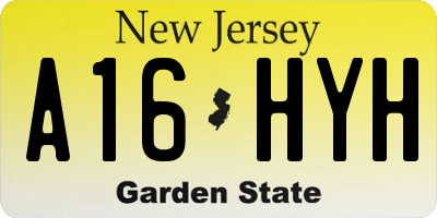 NJ license plate A16HYH