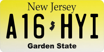 NJ license plate A16HYI