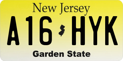 NJ license plate A16HYK