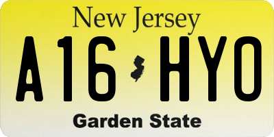 NJ license plate A16HYO