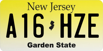 NJ license plate A16HZE