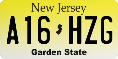 NJ license plate A16HZG