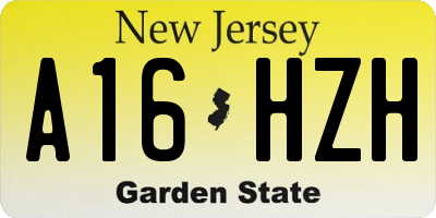 NJ license plate A16HZH
