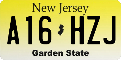 NJ license plate A16HZJ