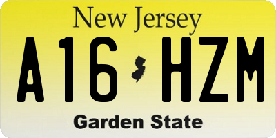 NJ license plate A16HZM