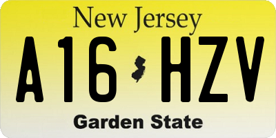 NJ license plate A16HZV