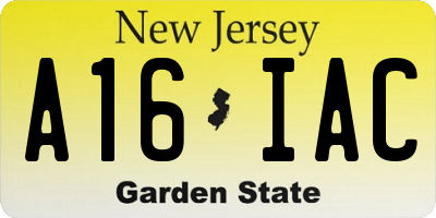 NJ license plate A16IAC