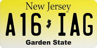 NJ license plate A16IAG