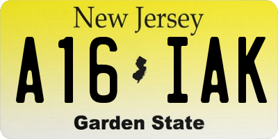 NJ license plate A16IAK