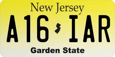 NJ license plate A16IAR