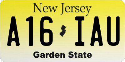 NJ license plate A16IAU