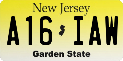 NJ license plate A16IAW