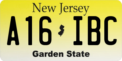 NJ license plate A16IBC