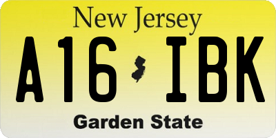 NJ license plate A16IBK