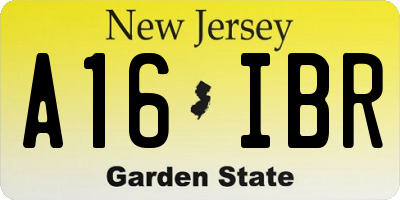 NJ license plate A16IBR