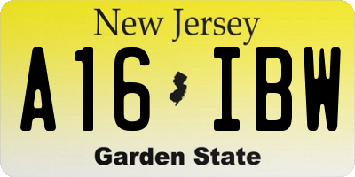 NJ license plate A16IBW