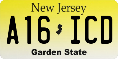 NJ license plate A16ICD